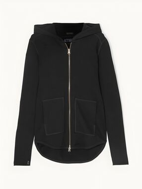 ATM Terry Black Zip Lightweight Hoodie Jacket, XL